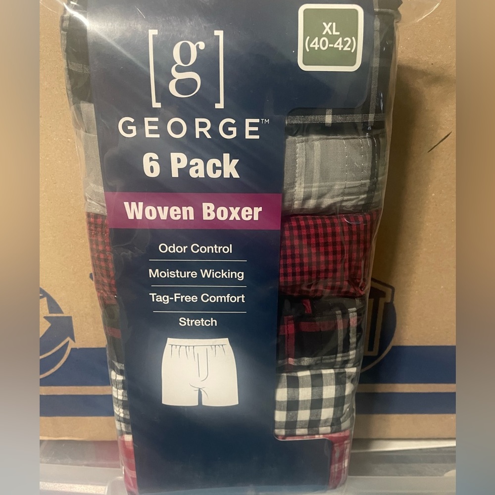 George 6 pack woven boxer size XL(40-42)